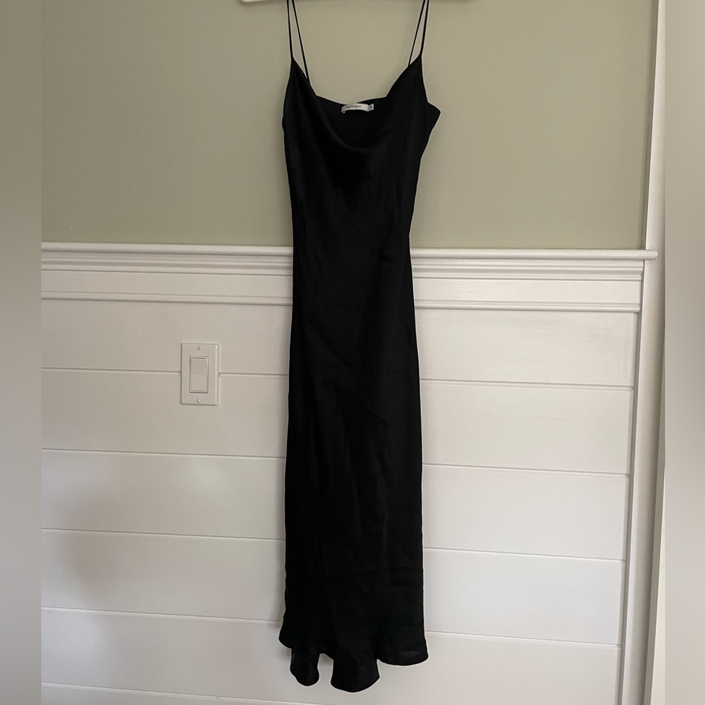 protagonist black silk dress